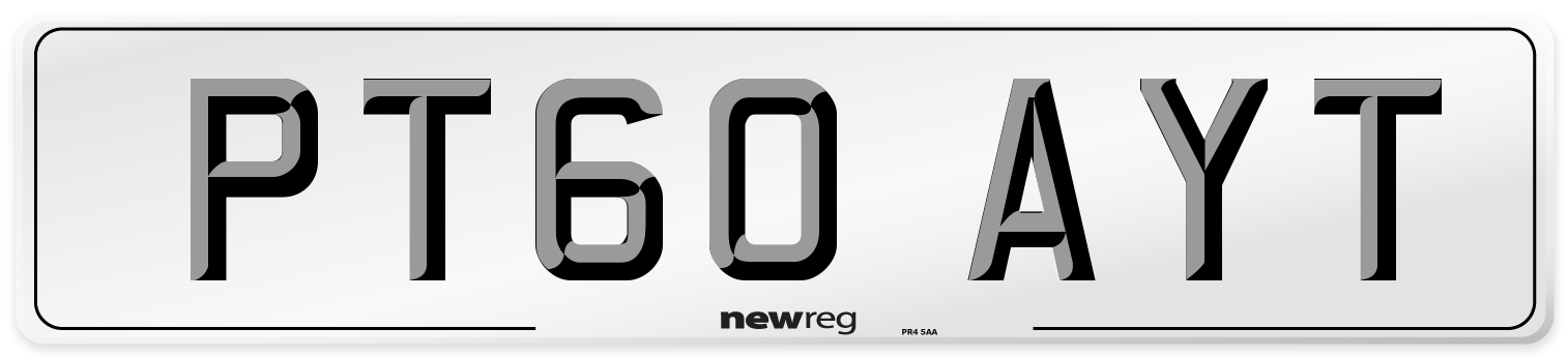 PT60 AYT Number Plate from New Reg